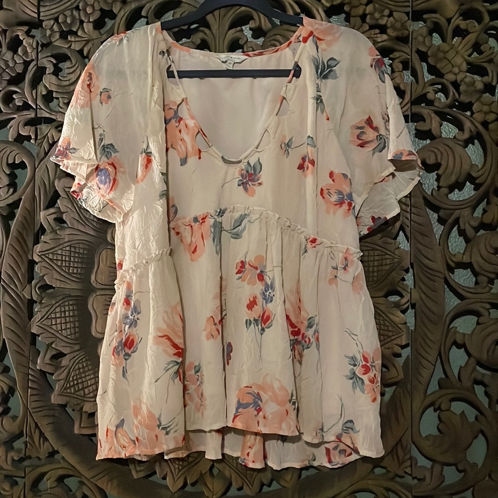 Lucky Brand floral babydoll top